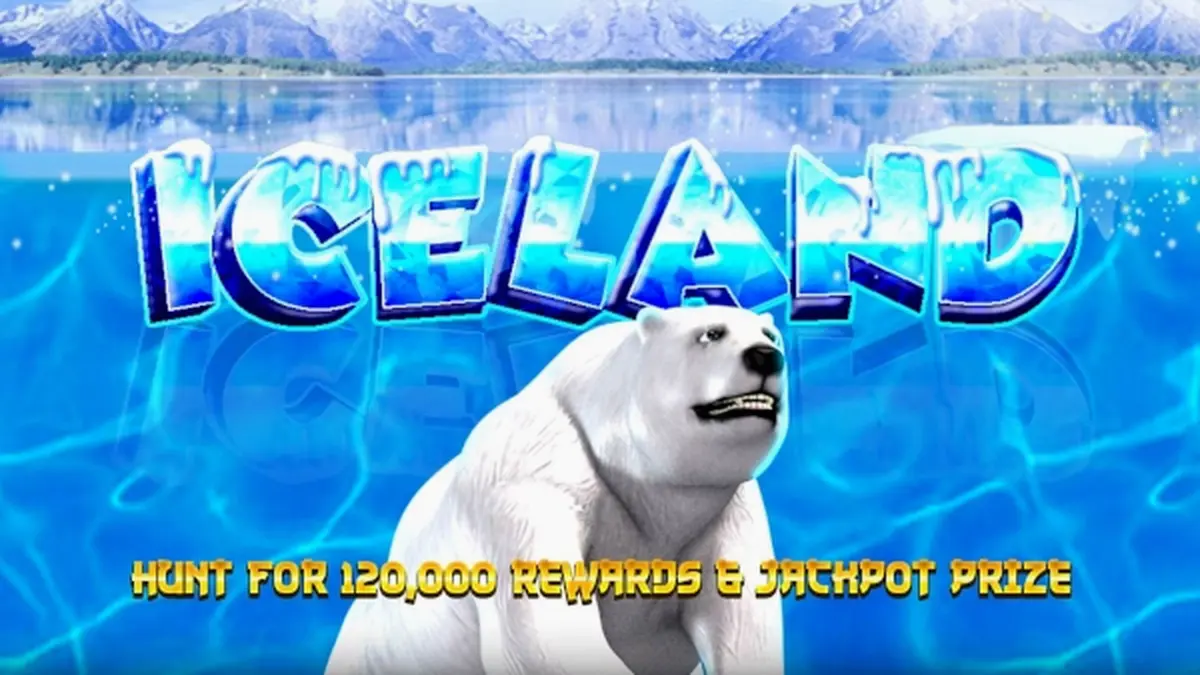 Cenário gelado e montanhoso representando o tema do slot Iceland